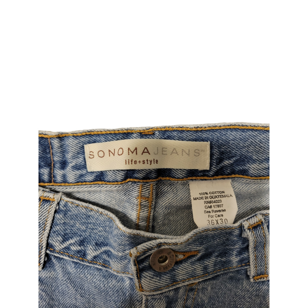Sonoma Lifestyle Blue Denim Cotton Tapered High Rise Medium Wash Mens Size 36x30 - Picture 3 of 6